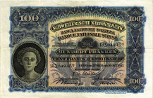 Schweiz / Switzerland Ausgaben der Schweizerischen Nationalbank ab 1907
 100 Franken / 100 Francs 1947 Waterlow & Sons Ltd., London. 2. Emission / 2n...