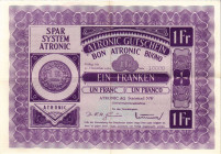 Schweiz / Switzerland
 1 Franken 150 x 105 mm. ATRONIC GUTSCHEIN / BON. Rapperswil SG, gültig bis 31. Dezember 1959. Stansstad NW, gültig bis 31. Dez...