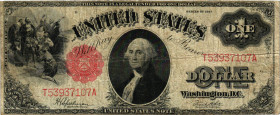 United States of America / USA
 1 Dollar 1917 187 × 79 mm, Series of 1917. Portrait of George Washington red seal to left of portrait. Christopher Co...