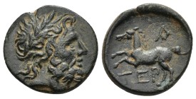 PISIDIA, Termessos. 1st century BC. Æ (18mm, 4.25 g). Dated CY 1 (72/1 BC). Laureate head of Zeus right / Horse galloping left; A (date) above.