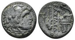 Kingdom of Macedon, Alexander III 'the Great' Æ (19mm, 5.77 g). Uncertain mint in Asia Minor, circa 323-310 BC. Head of Herakles to right, wearing lio...