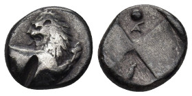 THRACE, Chersonesos. Circa 386-338 BC. AR Hemidrachm (2.2 Gr. 12mm.) 
 Forepart of lion right, head left 
Rev. Quadripartite incuse square with altern...