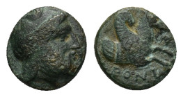 Persian Satraps of Mysia . Orontes (c. 357-352 BC). AE (0.6 Gr. 7mm.), Adramyteion, Mysia.
 Laureate head of Zeus right. 
Rev. Forepart of Pegasos rig...
