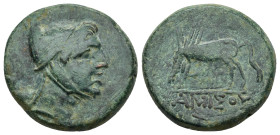 PONTOS. Amisos. Time of Mithradates VI (Circa 100-95 or 80-70 BC). Ae. (22mm, 11.7 g) Obv: Head of Perseus right, wearing phrygian cap and chin strap....