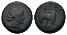Lydia, Thyatira, 2nd century BC. AE (4 Gr. 14mm). 
Laureate head of Apollo right. 
 Rev. Labrys.