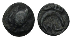 Troas, Sigeion 350 BC. AE (1 Gr. 9mm.) 
 Helmeted head of Athena r.ight 
 Rev. Crescent.