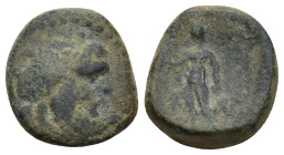 LYCAONIA, Ikonion. 1st century BC. Æ. Laureate head of Zeus right / Perseus standing left, holding harpa and head of Medusa. (4.7 Gr. 15mm)