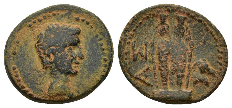 PAMPHYLIA. Aspendos. Augustus (27 BC-AD 14). AE. (3 Gr. 18mm.)
 Bare head right....