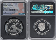 Elizabeth II platinum Proof "Wedge-Tailed Eagle" 100 Dollars (1 oz) 2018-P PR70 Ultra Cameo NGC, Perth mint. KM-Unl. Slab hand-signed by designer John...