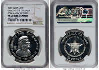 Republic silver Proof "Ernesto Che Guevara - 60th Anniversary of Birth" 10 Pesos (1 oz) 1987 PR65 Ultra Cameo NGC KM163. Mintage: 2,000. HID0980124201...