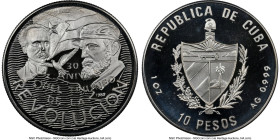 Republic silver Proof "Revolution 30th Anniversary - Jose Marti & Fidel Castro" 10 Pesos (1 oz) 1989 PR68 Ultra Cameo NGC, KM242.1. HID09801242017 © 2...