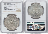 Republic silver "Revolution 30th Anniversary - Castro & Marti" 10 Pesos (1 oz) 1989 MS67 NGC, KM242.1. HID09801242017 © 2023 Heritage Auctions | All R...