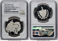 Republic silver Proof "Bolivar & Marti" 10 Pesos (1 oz) 1993 PR69 Ultra Cameo NGC, Havana mint, KM406.2. Arms with striped field variety. HID098012420...
