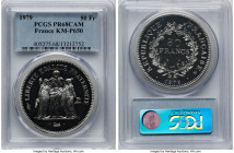 Republic silver Proof Piefort 50 Francs 1979 PR68 Cameo PCGS Paris mint, KM-P650. Mintage: 2,250. HID09801242017 © 2023 Heritage Auctions | All Rights...