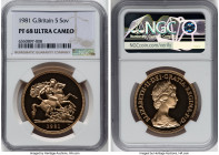 Elizabeth II gold Proof 5 Pounds 1981 PR68 Ultra Cameo NGC, KM924. HID09801242017 © 2023 Heritage Auctions | All Rights Reserved