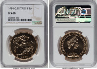 Elizabeth II gold 5 Pounds 1984 MS68 NGC KM924. Mintage: 8,000. HID09801242017 © 2023 Heritage Auctions | All Rights Reserved