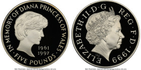 Elizabeth II silver Proof "Princess Diana Memorial" 5 Pounds 1999 PR68 Ultra Cameo NGC, KM997a. HID09801242017 © 2023 Heritage Auctions | All Rights R...