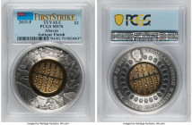Elizabeth II silver Antique Finish "Abacus" 2 Dollars 2019-P MS70 PCGS, Perth mint, KM-Unl. First strike. The beads on the abacus are movable, an inte...