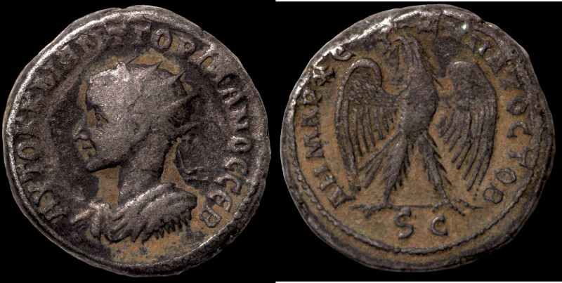 Gordian III. (240 AD). Billon Tetradrachm. (26mm, 14,17g) Antioch. Obv: cuirasse...