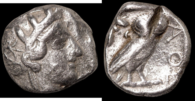 (454-404 BC). AR Tetradrachm. (23mm, 16,63g) Attika. Obv: head of Athena Parthen...