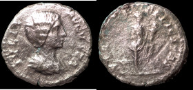 Julia Maesa. (218-222 AD). Denar. (17mm, 2,19g) Rome. Obv: IVLIA AVGVSTA. draped bust of Julia Maesa right. Rev: SAECVLI FELICTIAS. Felicitas standing...