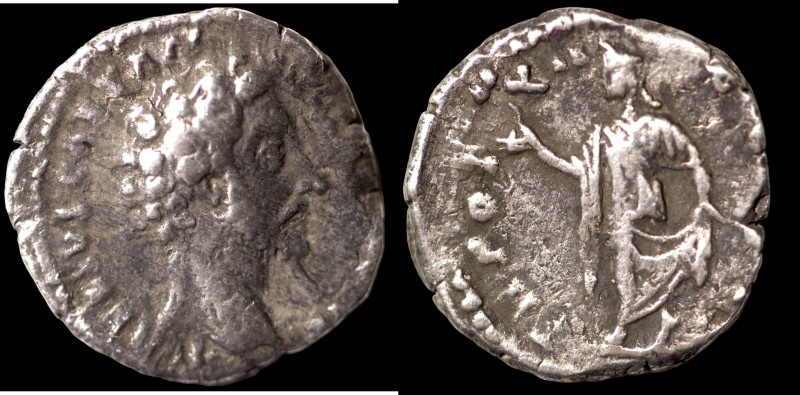 Marcus Aurelius. (161-180 AD). Denar. (16mm, 2,91g). Obv: laureate bust of Marcu...