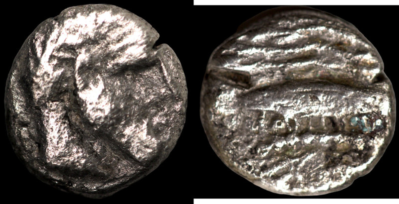 (380-350 BC). AR 1/6 Stater. (13mm, 1,92g) Arados. Obv: laureate head of marine ...