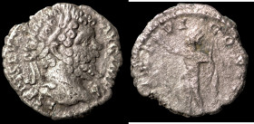 Septimius Severus. (197 AD). Denar. (16mm, 2,07g) Rome. Obv: L SEPT SEV PERT AVG IMP VIIII. laureate bust of Septimius Severus right. Rev: P M TR P V ...