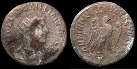 Philip II. (247 AD). Billon Tetradrachm. (24mm, 10,48g) Antioch. Obv: laureate bust of Philip right. Rev: eagle spreading wings standing left holding ...