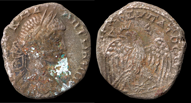 Caracalla. (198-217 AD). Billon Tetradrachm. (25mm, 9,09g) Antioch. Obv: laureat...