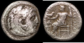 Alexander the great (336-323 BC) AR Drachm. (16mm, 3,86g) Obv: head of Alexander the great right. Rev: sitting Zeus holding eagle and scepter.