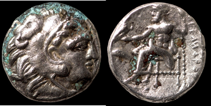 Alexander the great (336-323 BC) AR Drachm Subaeratus. (15mm, 2,50g) Obv: head o...