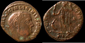 Licinius I. (321-323 AD). Follis. (19mm, 2,21g) Antioch. Obv: IMP C VAL LICIN LICINIVS P F AVG. laureate bust of Licinius right. Rev: IOVI CONSERVATOR...