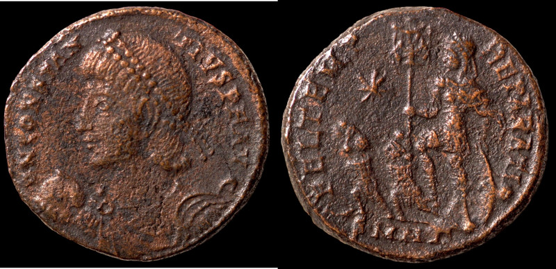 Constantinus II. (337-361 AD). Follis. (20mm, 4,43g) Antioch. Obv: D N CONSTANTI...