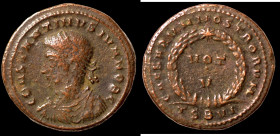 Constantinus I. (306-337 AD). Follis. (19mm, 3,34g) Antioch. Obv: CONSTANTINVS IVN NOB C. laureate bust of Constantinus right. Rev: CAESARVM NOSTRORVM...