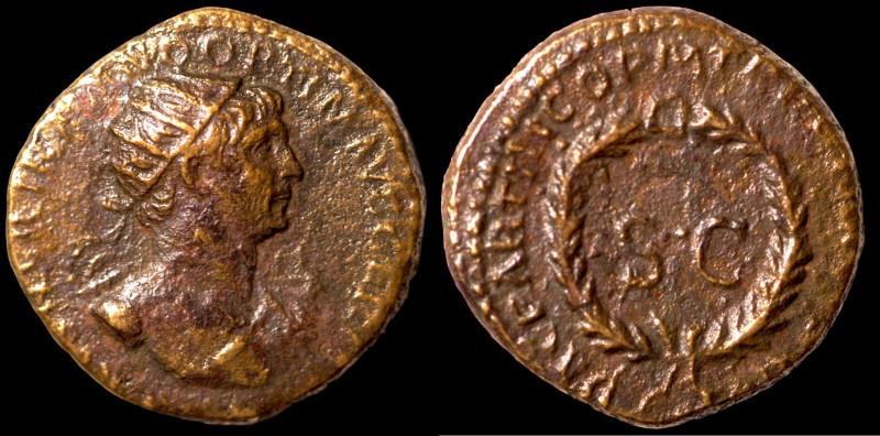 Trajan. (115-116 AD). Æ Semis. (18mm, 3,85g) Rome (for circulation in Syria). Ob...