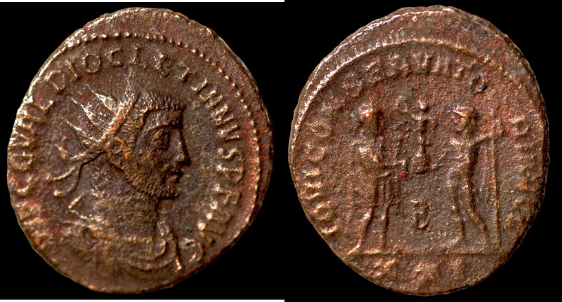 Diocletian. (285 AD). Æ Antoninian. (20mm, 3,33g) Antioch. Obv: IMP C C VAL DIOC...