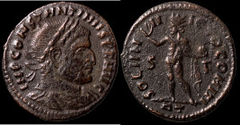 Constantinus I. (307-337 AD). Follis. (19mm, 2,39g) Antioch. Obv: CONSTANTINVS AVG. laureate bust of Constantinus left. Rev: SOL INVICTO COMITI. Sol s...