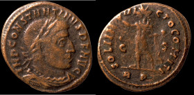 Constantinus I. (307-337 AD). Follis. (19mm, 2,77g) Antioch. Obv: CONSTANTINVS AVG. laureate bust of Constantinus left. Rev: SOL INVICTO COMITI. Sol s...