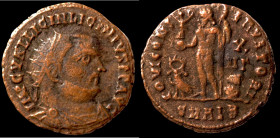 Licinius I. (321-323 AD). Follis. (18mm, 2,46g) Antioch. Obv: IMP C VAL LICIN LICINIVS P F AVG. cuirassed bust of Licinius right. Rev: IOVI CONSERVATO...