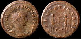 Probus. (276-282 AD). Æ Antoninian. (20mm, 3,36g) Antioch. Obv: IMP C M AVR PROBVS AVG. radiate cuirassed bust of Probus right. Rev: CLEMENTIA TEMP. P...