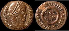 Constantinus I. (306-337 AD). Follis. (18mm, 2,44g) Antioch. Obv: CONSTANTINVS AVG. laureate bust of Constantinus right. Rev: DN CONSTANTINI MAX AVG /...