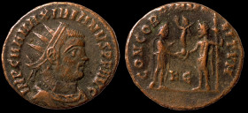 Maximianus. (286-305 AD). Æ Antoninian. (19mm, 2,75g) Antioch. Obv: IMP C M A MAXIMIANVS P F AVG. radiate cuirassed bust of Maximianus right. Rev: CON...