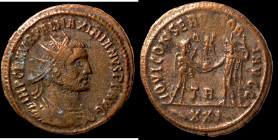 Maximianus. (294 AD). Æ Antoninian. (21mm, 3,77g) Antioch. Obv: IMP C C VAL MAXIMIANVS P F AVG. radiate cuirassed bust of Maximianus right. Rev: IOVIA...