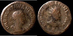 Aurelian / Vabalathus. (271-272 AD). Æ Antoninian. (20mm, 3,10g) Antioch. Obv: VABALATHVS V C R IM D R. laureate bust of Vabalathus right. IMP C AVREL...