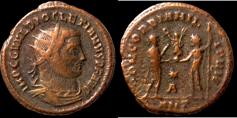 Diocletian. (285 AD). Æ Antoninian. (20mm, 2,63g) Antioch. Obv: IMP C C VAL DIOC...