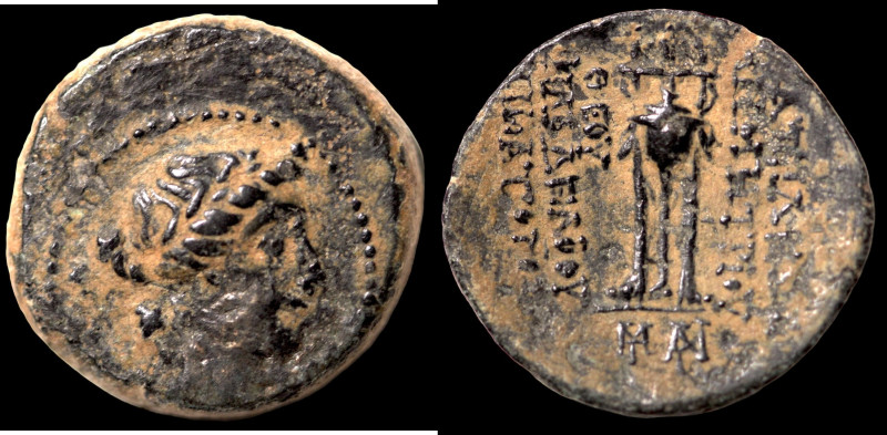 Sicily. Tauromenion. (305-289 BC) Æ Hemilitron. (18mm, 5,90g). Obv: laureate hea...