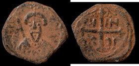 Crusader States. Principality of Antioch. (1104-1112 AD). Follis. (20mm, 3,60) Antioch. Obv: bust of Christ facing. Rev: cross.