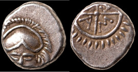 Thrace. Mesembria. (450-350 BC) AR Diobol. (5mm, 1,21g) Obv: corinthian helmet. Rev: META in the spoked wheel.