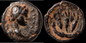 undefined. (1. Century AD). Æ Prutah. (8mm, 1,18g) Jerusalem. Obv: female bust right. Rev: corn ears.
